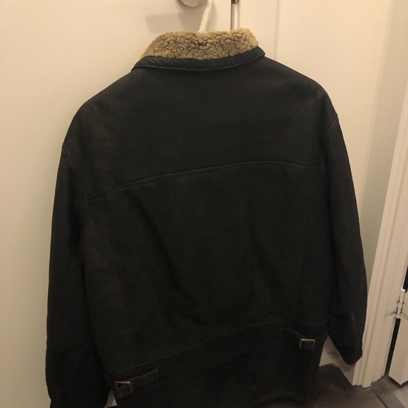 Men Sherpa-Lined Leather Jacket (Large) - Picture 2 of 4